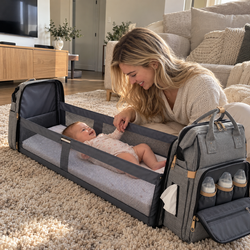 Cuddle Nest™ Baby Backpack – nappy bag with fold-out changing station
